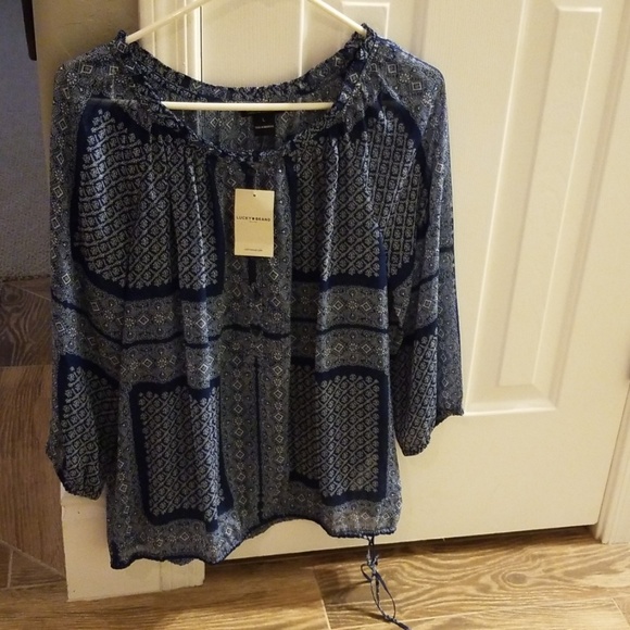 Lucky Brand Tops - Womens Lucky Brand Navy Bandana Print Blouse